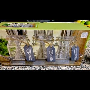 Flatware caddy silver tray 3 jars